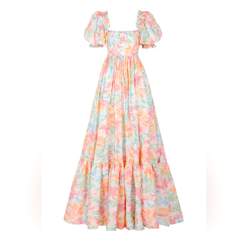 Selkie NWT Grapefruit Floral Terrace Gown - Size Small